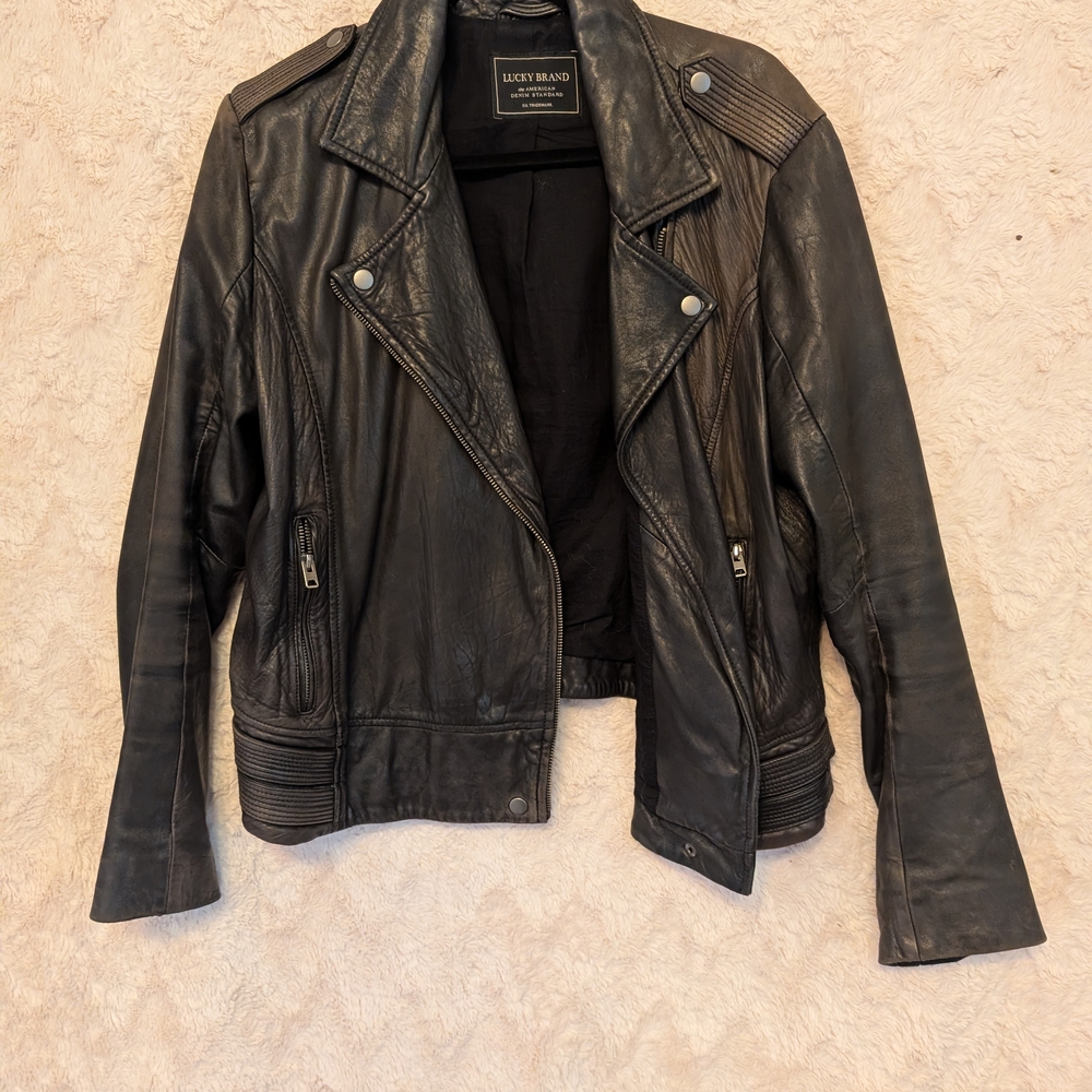 Lucky Brand Black Leather Jacket - Picture 2 of 7